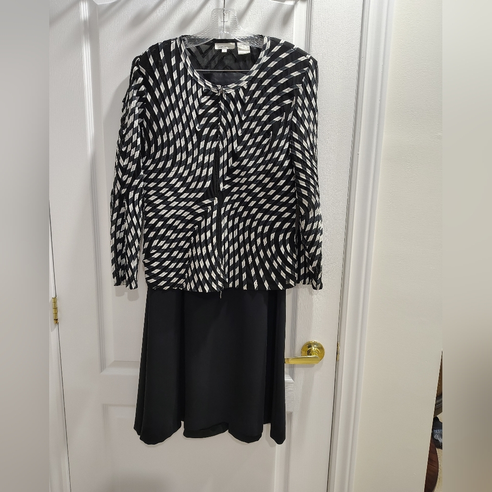 Andrea Rosati Black and White Geometric Blouse and Skirt Set